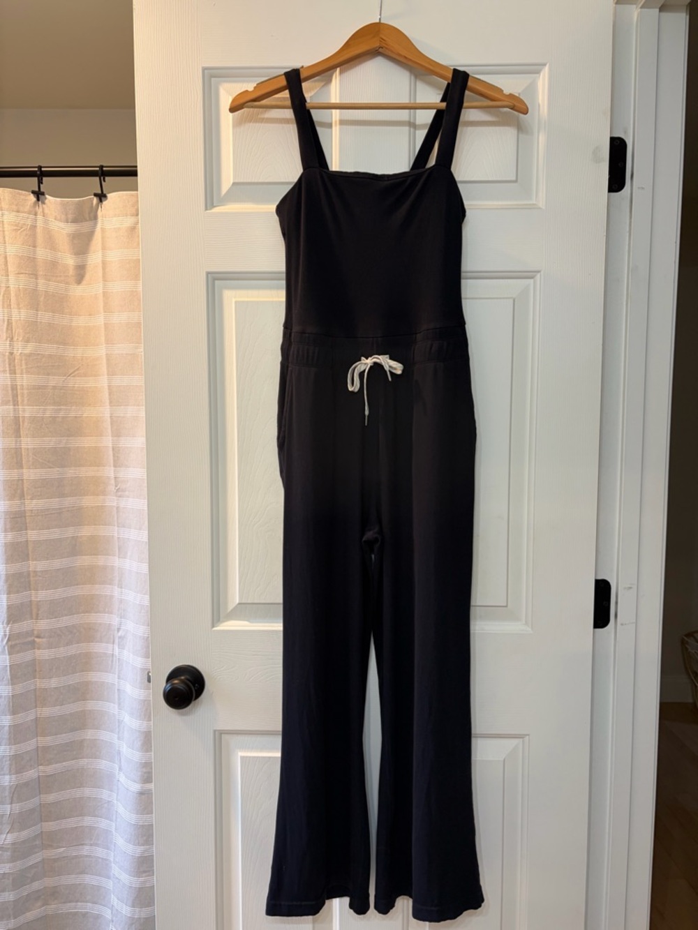 Vuori Black Wide-Leg Jumpsuit with Drawstring
